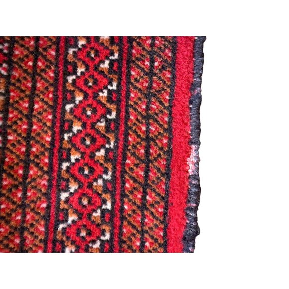 VTG Hand-Knotted All Wool Turkman-Style Oriental Sm Runner Rug Rustic Farmhouse - Picture 2 of 11